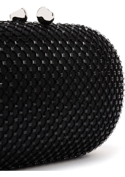 Kadın Siyah Taşlı Uzun Askılı Mini Portföy Çanta 25WBD2902TS