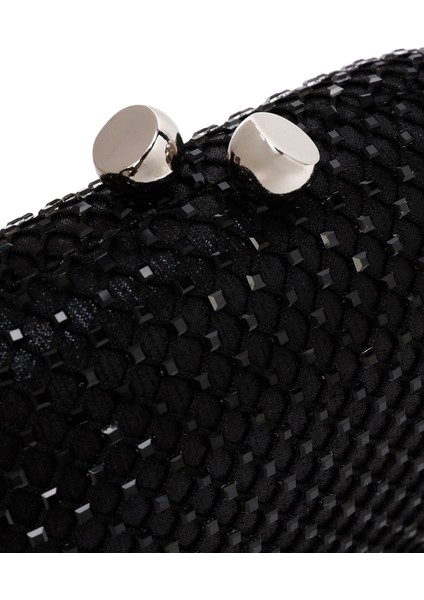 Kadın Siyah Taşlı Uzun Askılı Mini Portföy Çanta 25WBD2902TS