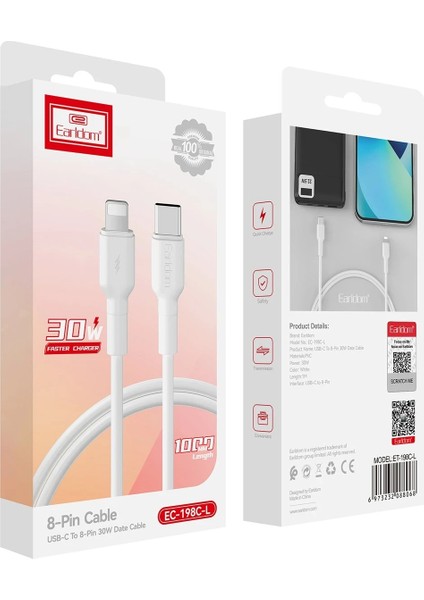 EC-198CL 1m 30W Type-C To Lightning Pd Hızlı Şarj Kablosu - Beyaz fırsatları