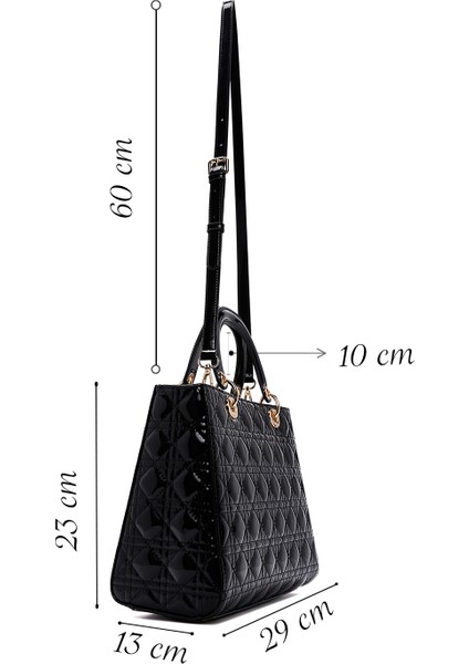 Kadın Siyah Uzun Askılı Desenli Rugan Kol Çantası 25WBD284316 fiyatları