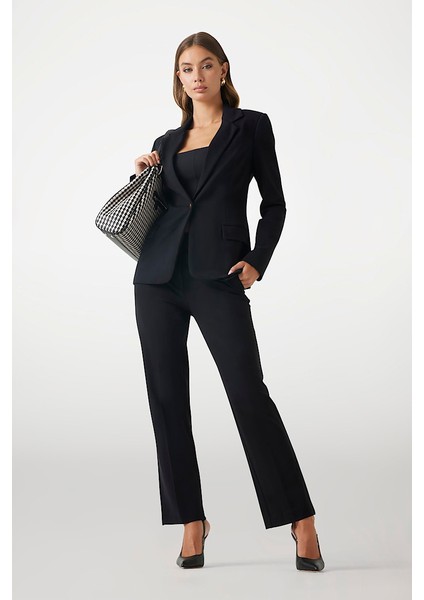 Kadın New Zoe Regular Fit Düz Kesim Klasik Pantolon - Siyah modelleri