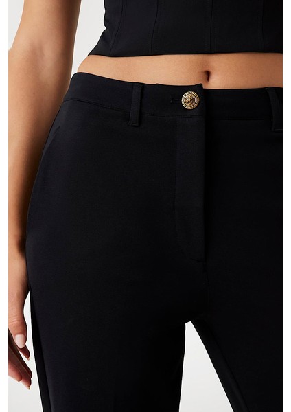 Kadın New Zoe Regular Fit Düz Kesim Klasik Pantolon - Siyah fırsatları