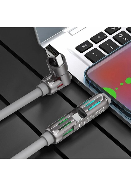 IC02 4in1 240W Type-C To Type-C Ekstra 2.4A USB To Lightning ve 30W Type-C To Lightninge Dönüşme Özellikli Pd Hızlı Şarj Kablosu - Gri fiyatları