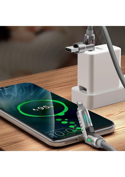 IC02 4in1 240W Type-C To Type-C Ekstra 2.4A USB To Lightning ve 30W Type-C To Lightninge Dönüşme Özellikli Pd Hızlı Şarj Kablosu - Gri indirimleri