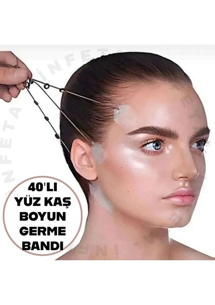 40 Adet Yüz-Kaş-Göz-Boyun Germe Bandı Ipli Vücut Gerdirme Bantları
