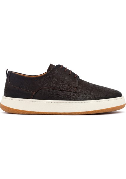 Erkek Kahverengi Bağcıklı Kalın Tabanlı Deri Casual Ayakkabı 25WFD6752FT