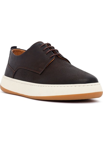 Erkek Kahverengi Bağcıklı Kalın Tabanlı Deri Casual Ayakkabı 25WFD6752FT