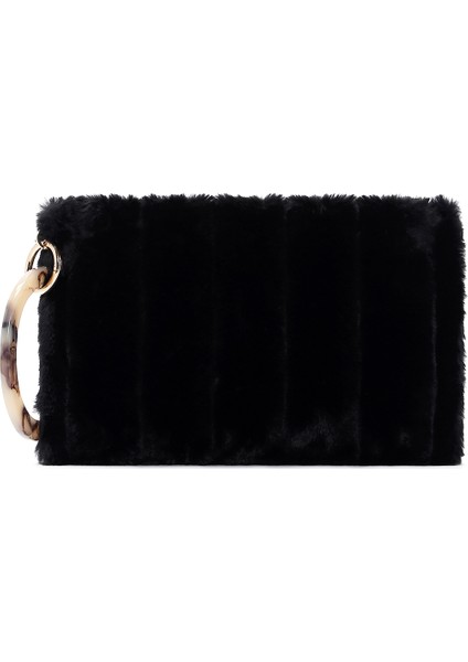 Kadın Siyah Zincir Askılı Peluş Portföy Çanta 25WBD2208PH fırsatları