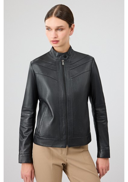 Tina Kadın Siyah Hakim Yaka Deri Ceket 25WGE53241M modelleri