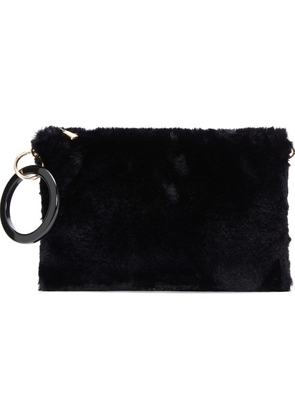 Kadın Siyah Zincir Askılı Peluş Portföy Çanta 25WBD2206PH modelleri