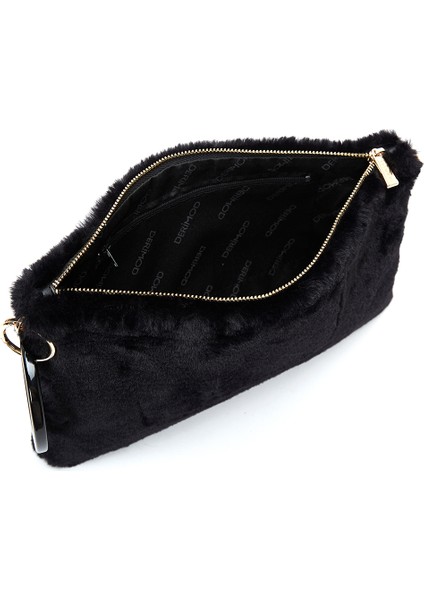 Kadın Siyah Zincir Askılı Peluş Portföy Çanta 25WBD2206PH