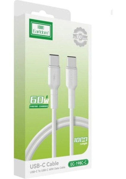 EC-198CC 1m 60W Type-C To Type-C Pd Hızlı Şarj Kablosu - Beyaz modelleri