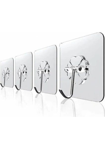 1 Adet Şeffaf Yapışkanlı Askı Metal Uçlu Güçlü Banyo Mutfak Kapı Askısı modelleri