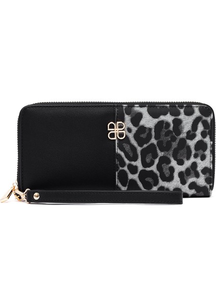 Kadın Siyah Leopar Cüzdan 000A2D560414