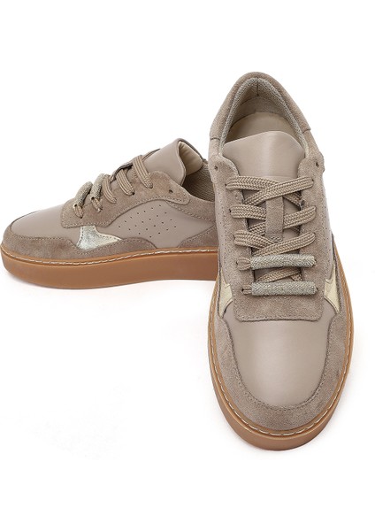 Kadın Vizon Bağcıklı Deri Sneaker 25AFD420214