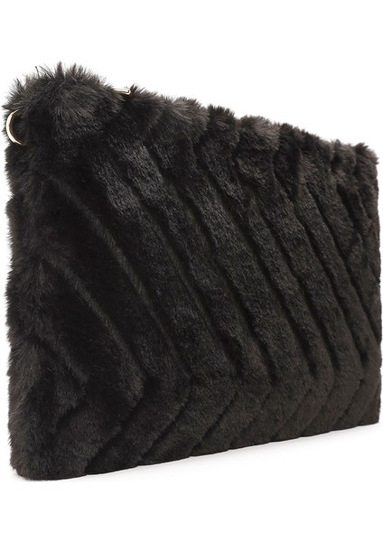 Kadın Siyah Zincir Askılı Peluş Portföy Çanta 25WBD2207PH