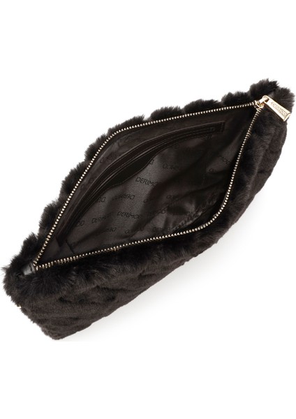 Kadın Siyah Zincir Askılı Peluş Portföy Çanta 25WBD2207PH