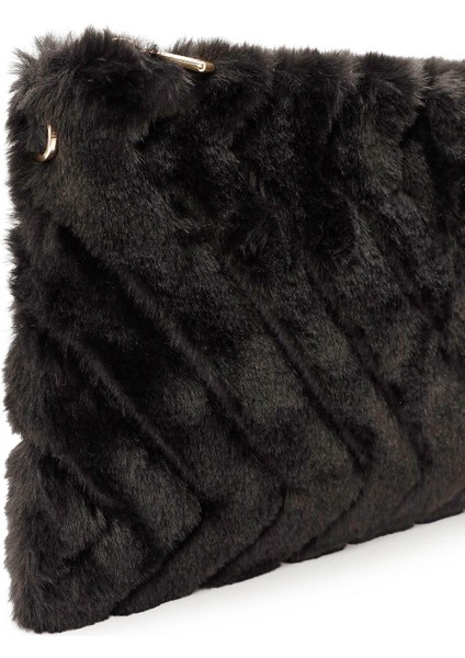 Kadın Siyah Zincir Askılı Peluş Portföy Çanta 25WBD2207PH