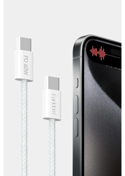 EC-190CC 2m 60W iPhone 15 Serisi ile Uyumlu Type-C To Type-C Pd Hızlı Şarj Kablosu - Beyaz fiyatları