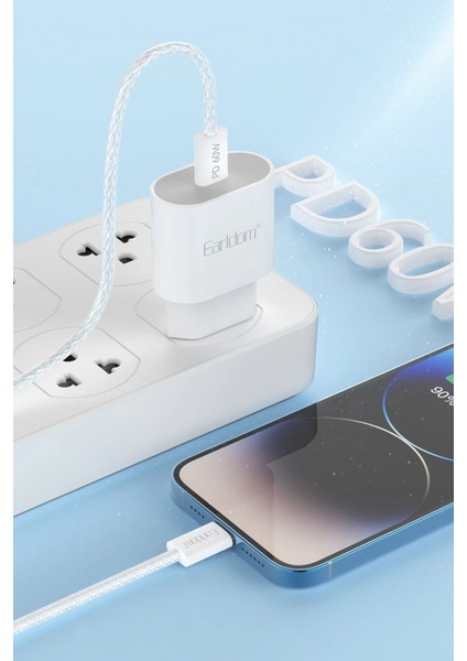 EC-190CC 2m 60W iPhone 15 Serisi ile Uyumlu Type-C To Type-C Pd Hızlı Şarj Kablosu - Beyaz indirimleri