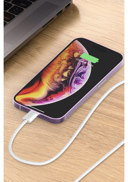 EC-190CC 2m 60W iPhone 15 Serisi ile Uyumlu Type-C To Type-C Pd Hızlı Şarj Kablosu - Beyaz
