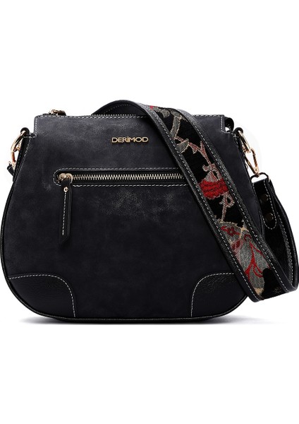 Kadın Siyah Uzun Askılı Nubuk Omuz Çantası 25ABD2105V3