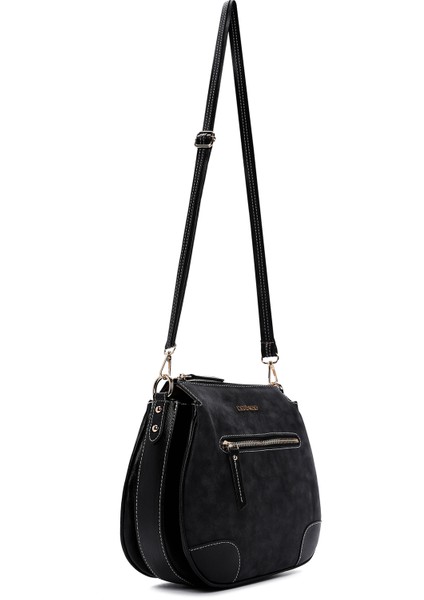 Kadın Siyah Uzun Askılı Nubuk Omuz Çantası 25ABD2105V3