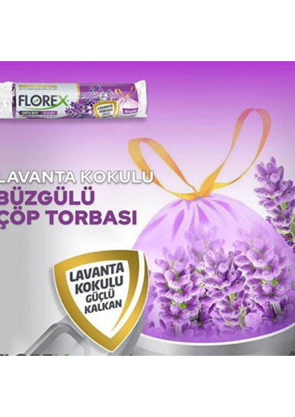 Lavanta Kokulu Büzgülü Çöp Poşeti Orta Boy 10'lu Çöp Torbası 55X60 1 Paket indirimleri