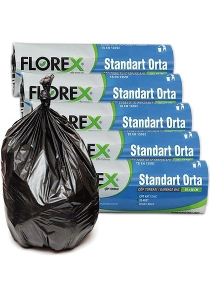 Standart Orta Boy Çöp Poşeti 20'li Çöp Torbası 55X60 cm indirimleri