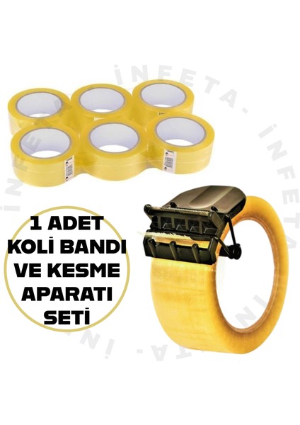 1 Adet 100 Metre Koli Bandı ve Pratik Bant Kesme Aparatı 1 Adet