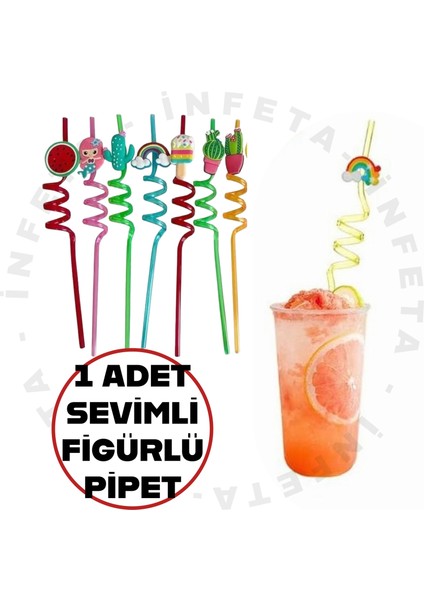 Dekoratif Figürlü Pipet 1 Adet Parti Pipet