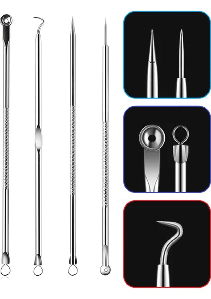 4'lü Çelik Komedon Sivilce Siyah Nokta Temizleme Seti Paslanmaz Siyah Nokta Leke Çıkarıcı fırsatları