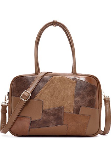 Kadın Kahverengi Uzun Askılı Desenli Kol Çantası 25ABD242314