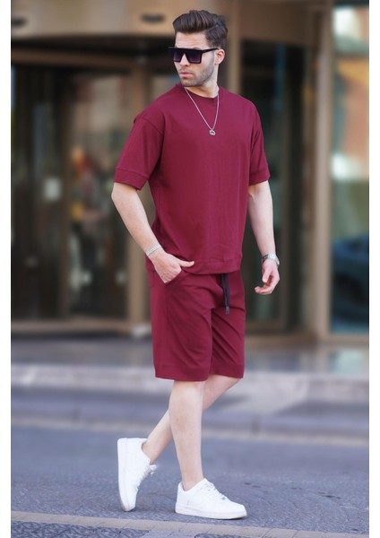 Bordo Bisiklet Yaka Basic Erkek Şort Takımı 5953 fiyatları