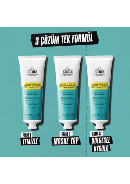 Blemish-Targeting Sivilce Karşıtı 3’ü 1 Arada Maske, Bölgese Bakım & Temizleyici 125 ml