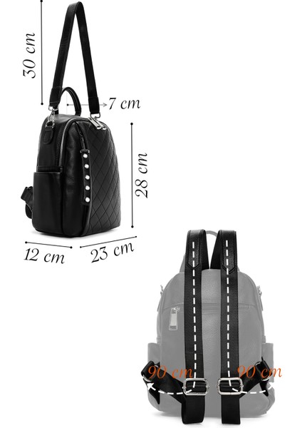 Kadın Siyah Uzun Askılı Baskılı Sırt Çantası 25ABD2451FT fiyatları