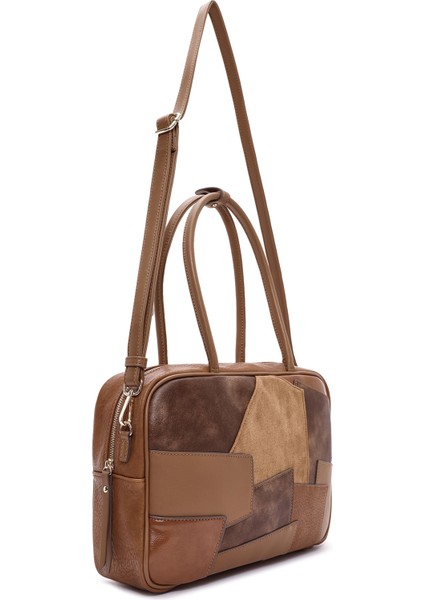 Kadın Kahverengi Uzun Askılı Desenli Kol Çantası 25ABD242314