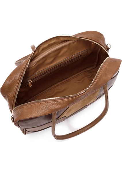 Kadın Kahverengi Uzun Askılı Desenli Kol Çantası 25ABD242314