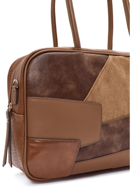 Kadın Kahverengi Uzun Askılı Desenli Kol Çantası 25ABD242314