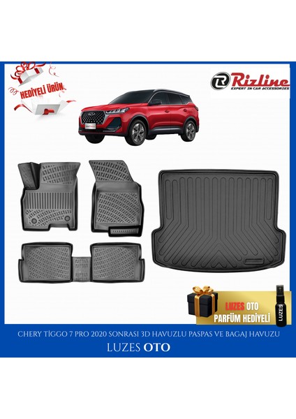 Chery Tiggo 7 Pro 3D Havuzlu Paspas ve Bagaj Havuzu 2023 Model Uyumlu