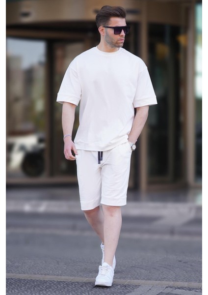Ekru Bisiklet Yaka Basic Erkek Şort Takımı 5953 fiyatları