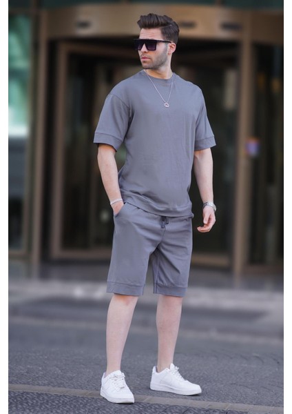 Füme Bisiklet Yaka Basic Erkek Şort Takımı 5953 fiyatları
