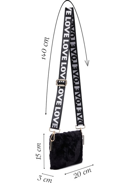 Kadın Siyah Uzun Askılı Peluş Portföy Çanta 25WBD2203PH fiyatları