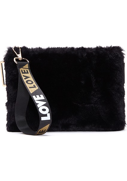 Kadın Siyah Uzun Askılı Peluş Portföy Çanta 25WBD2203PH modelleri