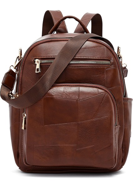 Kadın Kahverengi Uzun Askılı Baskılı Sırt Çantası 25ABD261726