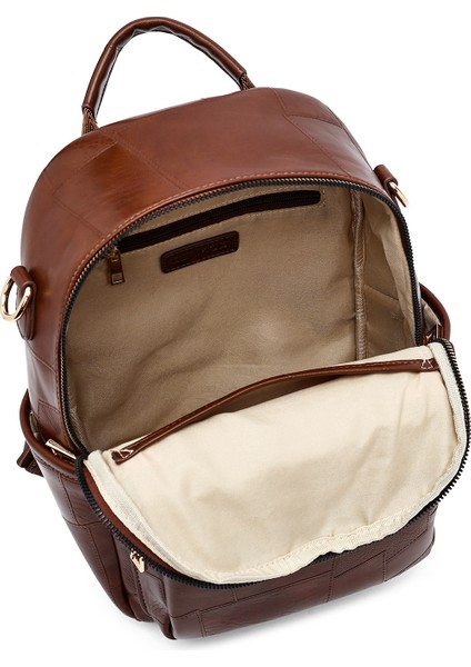 Kadın Kahverengi Uzun Askılı Baskılı Sırt Çantası 25ABD261726