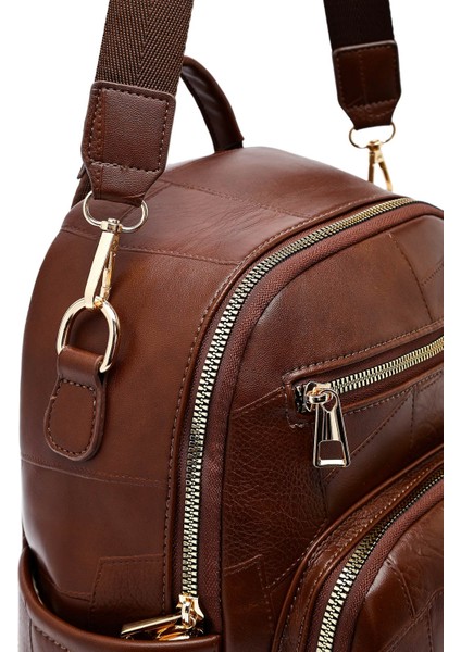 Kadın Kahverengi Uzun Askılı Baskılı Sırt Çantası 25ABD261726