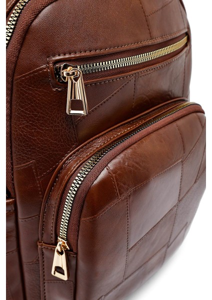 Kadın Kahverengi Uzun Askılı Baskılı Sırt Çantası 25ABD261726