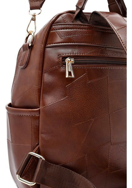 Kadın Kahverengi Uzun Askılı Baskılı Sırt Çantası 25ABD261726