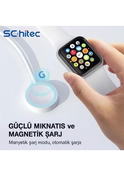 Type-C Girişli Universal I-Watch Akıllı Saat Şarj Cihazı Beyaz C49T modelleri